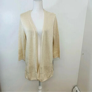 JM Collection Cardigan Woman Open  Neutral 3/4 Sleeve‎ Lagenlook Layer  NEW 3094